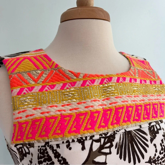 Persifor Sea Shell Print Sheath Dress “Sloane” Size XS Neon Metallic Pink Yellow - Picture 3 of 8